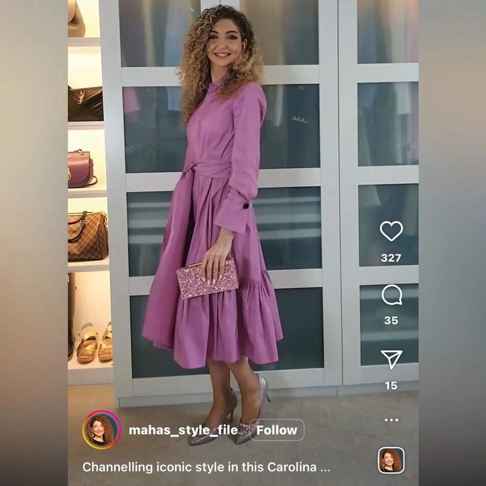 Carolina Herrera Purple Shirtdress ASO Carrie Bradshaw/SJP - Picture 16 of 16